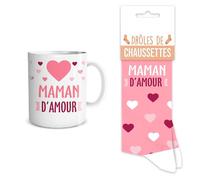 COFFRET MUG CHAUSSETTES MAMAN Rose, Fuchsia