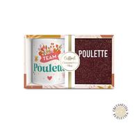 Coffret Mug Chaussettes marrons paillettes 'Poulette' - Blanc