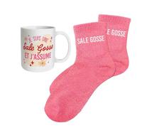 Coffret Mug + Chaussettes pailletées 'Sale Gosse' - Cadeau fun à offrir