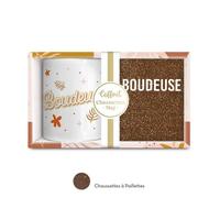 Coffret Mug Chaussettes paillettes 'Boudeuse' - Blanc