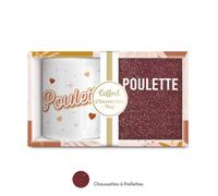 Coffret Mug Chaussettes paillettes 'Poulette' - Blanc