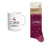 STC Coffret Cadeau Mug et Chaussettes - Copine Chérie (taille 36/42 - mug de 240 ml)