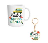 Coffret Mug + Porte clefs 'Maître Super Génial et au Top'
