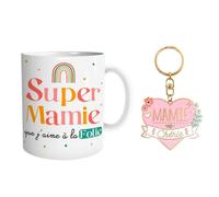 Coffret Mug + Porte clefs 'Super Mamie Que J'aime à la Folie'