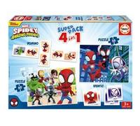 Educa - Superpack Spidey & Friends | Jeux de société et Puzzles pour Enfants: Domino, identique à 28 Cartes et 2 Puzzles de 25 et 50 pièces. Jeu pour Enfants Pendant 3, 4 et 5 Ans (19682)