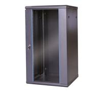 WAYTEX 37413M Coffret 19 Pouces 15U - 600 x 600, Coffret Mural ou posé sur Pieds Fournis - Porte vitrée à Serrure - Couleur Noir - Livré Monte