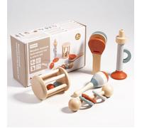 Coffret musical 5 Instruments en Bois pour Bébé - Montessori, Hochets & Maracas - Idée Cadeau bébé - Tiducel®