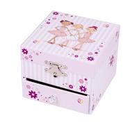 Coffret Musique Cube Ballerine Raye Rose Figurine