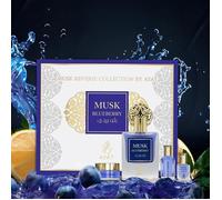 Ayat Perfumes - Coffret Prestige Complet Musk Collection - Eau de Parfum 50ml, Musc 5ml, Huiles Parfumée 12ml & Pommade de 18gr - Parfum Dubai (Coffret Musk Bleuberry)