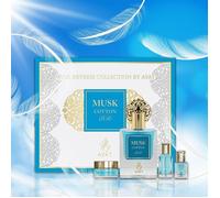 Ayat Perfumes - Coffret Prestige Complet Musk Collection - Eau de Parfum 50ml, Musc 5ml, Huiles Parfumée 12ml & Pommade de 18gr - Parfum Dubai (Coffret Musk Cotton)