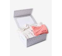 Coffret naissance 1 pyjama + 2 bodies petits coeurs personnalisables rose bonbon 3M(60CM)