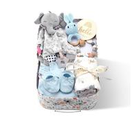 Coffret Naissance,avec Jouet Doudou Bébé Hochet Attache-sucette Couverture Bavoir Étapes Chaussettes Gants pour Garçons et Filles