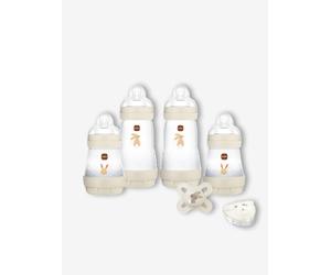 Coffret naissance biberons + sucette + boîte doseuse sable TU