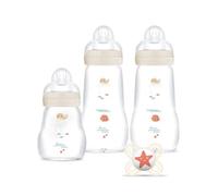 Coffret naissance biberons verre Lin - Mam