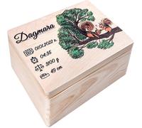 Coffret naissance - Boîte à souvenir bébé - Cadeau naissance personnalisable - 40 x 30 x 14 cm - Motif Écureuil