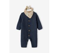 Coffret naissance mixte combinaison manches longues tricot + foulard anthracite 3M(60CM)