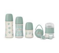 Suavinex, Cadeau Naissance Welcome Baby, Nouveau-né. Biberon 150 ml + Biberon 270 ml + Biberon 360 ml + Sucette Symétrique SX Pro 0-6 Mois + Doseur + Boîte à Sucettes + Attache Sucette. Vert 630.0 g
