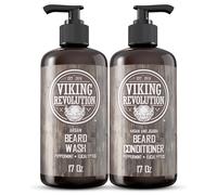 Coffret nettoyant et revitalisant pour barbe Viking Revolution aux huiles d'argan et de jojoba - Adoucit, lisse et renforce la pousse de la barbe - Pa