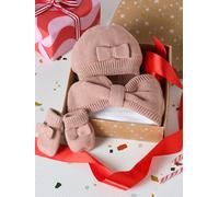 Coffret noël bébé bonnet snood moufles rose poudré 24/36M(86/97)