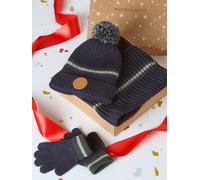 Coffret Noël bonnet renne + snood + moufles/gants garçon marine 4/6A