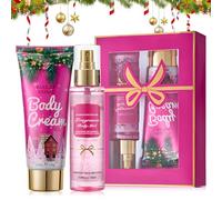 Coffret Noel Femme, Coffret Cadeau Femme Noel con Brume Parfumée Femme et Creme Hydratante Corps, Coffret Cadeau pour Noels,Doux et Agréable,Parfum Longue Durée, Hydratant et Hydratants,2 Pièces