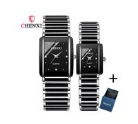 (coffret noir 2 pièces) CHENXI Coffrets de Montres Carrées pour Lui et pour Elle Céramique Étanche Blanc