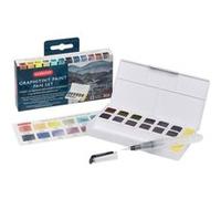 Derwent Graphitint - Palette de Peinture de Voyage, 12 Couleurs, Pinceau Waterbrush et Éponge Inclus, Qualité Professionnelle, 2305790