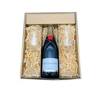 Coffret Or : Moët & Chandon - Champagne - Impérial Brut et 2 Flûtes « carr頻 - (1x75cl)