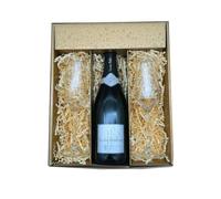 Coffret Or : Veuve Pelletier - Champagne - 1 Brut et 2 Flûtes « carr頻 - (1x75cl)