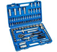 COFFRET OUTILLAGE - TECTAKE - Jeu de clés à douille en Acier au chrome- vanadium large gamme pour un travail précis - Noir