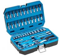 Coffret outils Högert 46 pièces 1/4"", cliquet, clés à douilles, tournevis, set professionnel noir/bleu HT1R416