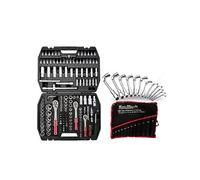 Coffret Outils Kraft Muller CRV 171 pièces Douilles, Cliquets, Jeu de 12 Clés à pipe 6 PANS de 8 à 19mm Chrome vanadium