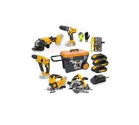 Coffret Pack 7 Outils sans fil 20V - 3 Batteries lithium 2,0Ah Chargeur rapide Coffret Vissage Gants Coffre de rangement VITO