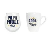 Coffret Papa Poule Cool - Verre Rond & Tasse