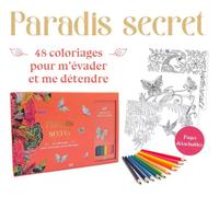 Coffret Paradis Secret - 48 Coloriages Pour M'évader Et Me Détendre - Coffret Avec Un Carnet Avec Des Feuilles Détachables Et 10 Crayons De Couleur