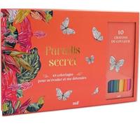 Coffret Paradis secret - 48 coloriages pour m'évader et me détendre: Un carnet avec des feuilles détachables et 10 crayons de couleur