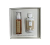 Coffret Parfumé 200 ml + Spray Tissus 125 ml Muha - Parfum intense et durable pour linge et tissus - Kit complet pour parfum maison et vêtements - Idée cadeau élégante (doux lait)