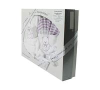 Coffret Parure de draps et Ensemble bébé blanc et violet - Motif Nounours