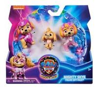 Coffret pat patrouille : 3 chiennes stella - version bébé - the movie - mighty pup - set figurine animaux + 1 carte animaux - nouveaute