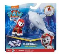 Coffret pat patrouille aqua : chien marcus et son dauphin + 1 carte offert - set figurine - chien - mer Aqua