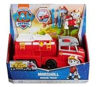 Coffret pat patrouille - camion de pompier avec chien marcus 22 cm - set collection truck rescue + 1 carte tigre - véhicule - figurine