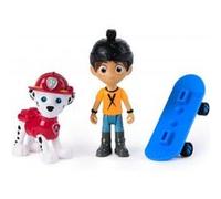 Coffret pat patrouille chien marcus + danny et son skate - set 2 figurines et 1 accessoire + 1 carte tigre