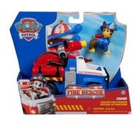 Coffret pat patrouille fire rescue chase + camion de police de luxe - set figurine et véhicule + carte tigre