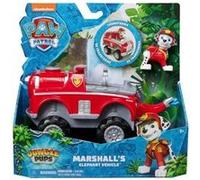 Coffret pat patrouille jungle pups marcus + véhicule camion de pompier de luxe transformable - set figurine et voiture et 1 carte tigre