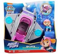 Coffret pat patrouille - sous-marin raie manta avec chien stella 23 cm - set collection mer + 1 carte tigre - véhicule - figurine