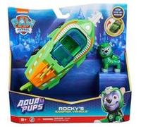 Coffret pat patrouille - sous-marin scie sawfish avec chien rocky 23 cm - set collection mer et 1 carte tigre - véhicule - figurine