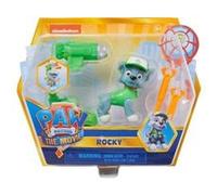 Coffret pat patrouille the movie chien rocky avec son et sac a dos transformable - set figurine animaux et 1 carte animal - nouveaute