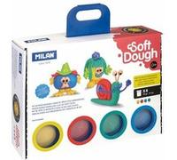 Coffret Pâte à Modeler MILAN Soft Dough Monsieur Heureux - 4 pots + accessoires