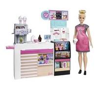 Barbie Métiers Coffret Pause Café avec poupée blonde, comptoir et plus de 20 accessoires inclus, jouet pour enfant, GMW03