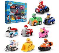 Coffret Paw Patrol : 9 figurines véhicules bleu format 35x20x5 cm pour enfants